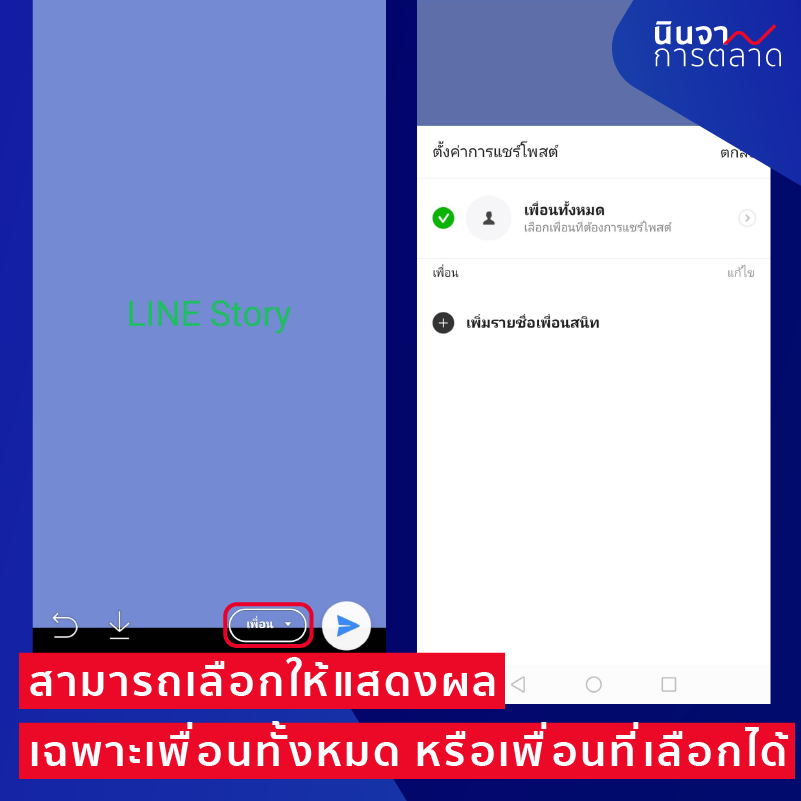 LINE Story สามารถเลือกแสดงผล เอาเฉพาะเพื่อนทั้งหมด หรือแค่เพื่อนที่เลือกได้
