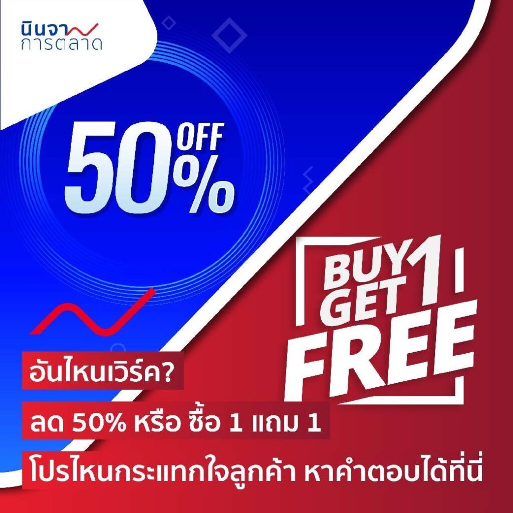 อันไหนเวิร์ค? ลด 50% หรือ ซื้อ 1 แถม 1 โปรไหนกระแทกใจลูกค้า หาคำตอบได้ที่นี่